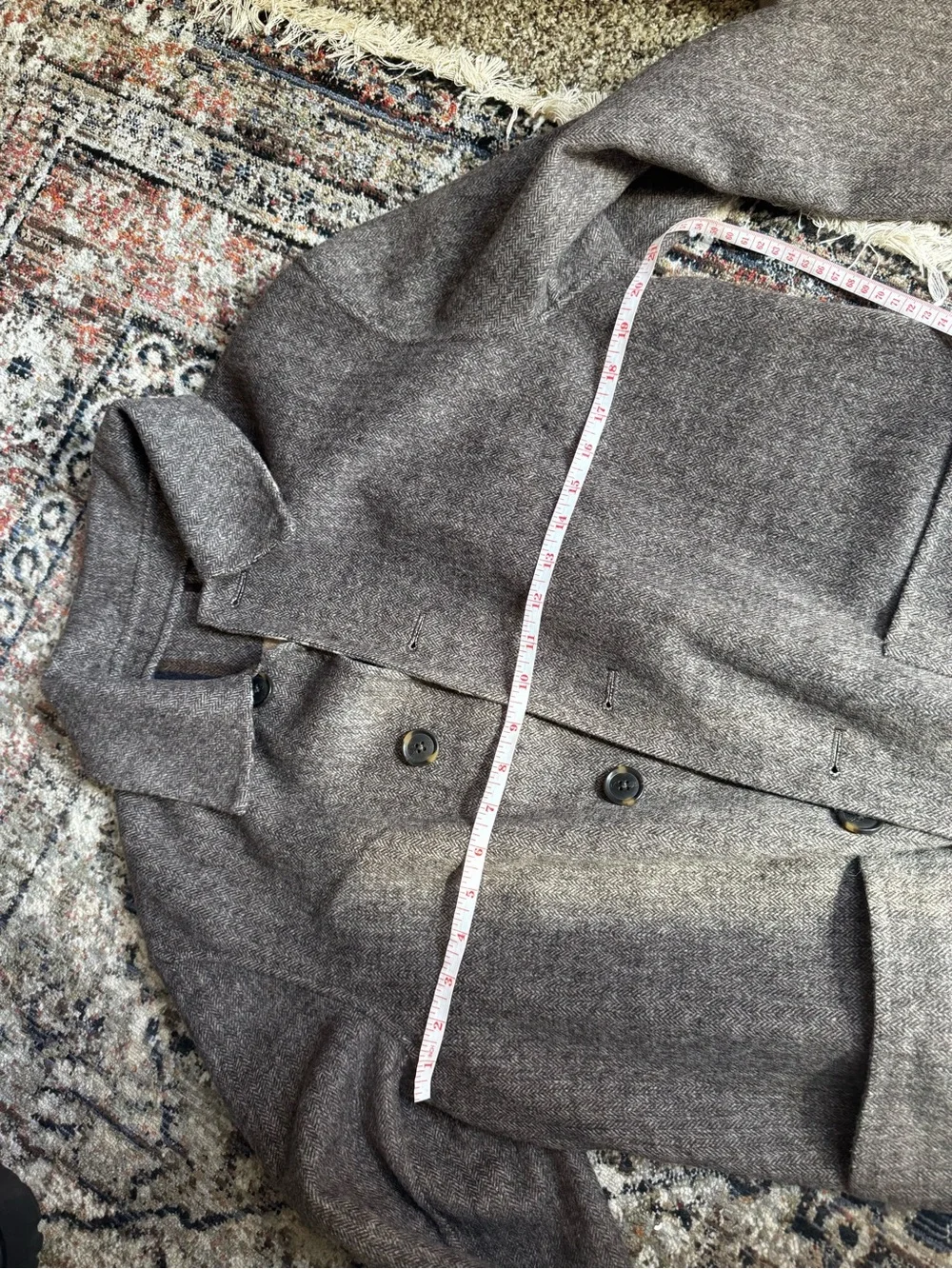 Banana Republic Reversible Wool Blend Long Coat in Brown/Plaid - Picture 5 of 7